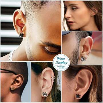 Black Punk Spider Earrings for Men Stainless Steel Araneid Jewelry Ear Charms Birthday Gift