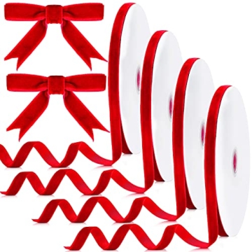 Dingion Christmas Velvet Ribbon Set - 100 Yards for DIY Crafts