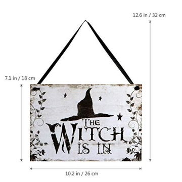 LUOEM Halloween Wooden Witch Welcome Sign for Decor