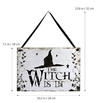 LUOEM Halloween Wooden Witch Welcome Sign for Decor