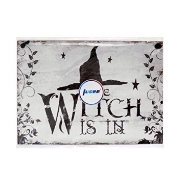 LUOEM Halloween Wooden Witch Welcome Sign for Decor