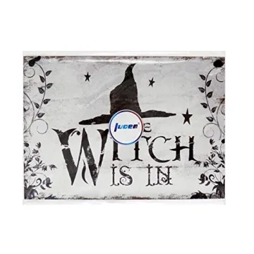 LUOEM Halloween Wooden Witch Welcome Sign for Decor