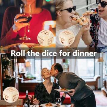 Santa Swap Gift Exchange Dice, White Elephant Gifts for Adult Women Men, Stocking Stuffers for Adults, 2 PCS Food Decision Dice, Valentines Day Gifts for Him Her, 5 Year Wooden Anniversary Dice