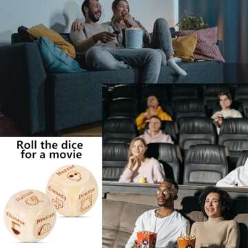 Santa Swap Gift Exchange Dice, White Elephant Gifts for Adult Women Men, Stocking Stuffers for Adults, 2 PCS Food Decision Dice, Valentines Day Gifts for Him Her, 5 Year Wooden Anniversary Dice