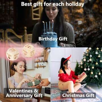 Santa Swap Gift Exchange Dice, White Elephant Gifts for Adult Women Men, Stocking Stuffers for Adults, 2 PCS Food Decision Dice, Valentines Day Gifts for Him Her, 5 Year Wooden Anniversary Dice