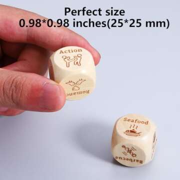 Santa Swap Gift Exchange Dice, White Elephant Gifts for Adult Women Men, Stocking Stuffers for Adults, 2 PCS Food Decision Dice, Valentines Day Gifts for Him Her, 5 Year Wooden Anniversary Dice