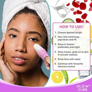 Glow Cube Mini Ice Roller For Face & Eyes To Brighten Skin & Enhance Your Natural Glow/Reusable Facial Treatment to Tighten & Tone Skin & De-Puff The Eye Area (Violet)