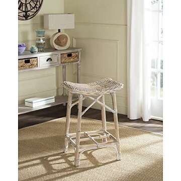 SAFAVIEH Home Collection Rayna Natural Washed Wicker Barstool