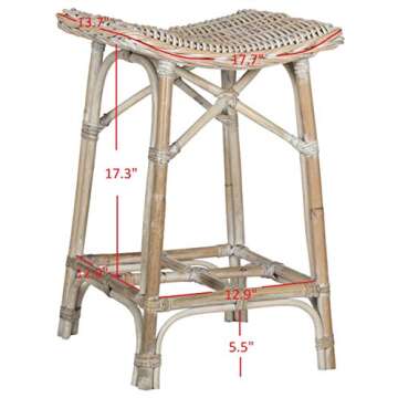 SAFAVIEH Home Collection Rayna Natural Washed Wicker Barstool