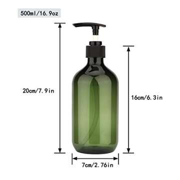 Yebeauty Empty Pump Bottle, 4 Pack 17oz Plastic Lotion Bottle Pump Dispenser Large Bottle for Shampoo Soap, Green