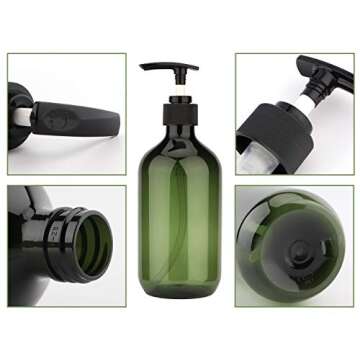 Yebeauty Empty Pump Bottle, 4 Pack 17oz Plastic Lotion Bottle Pump Dispenser Large Bottle for Shampoo Soap, Green