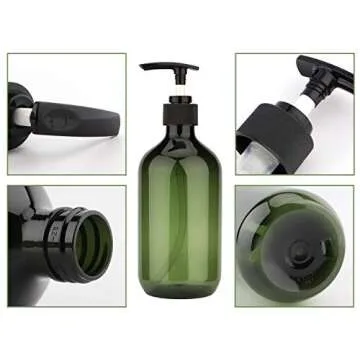 Yebeauty Empty Pump Bottle, 4 Pack 17oz Plastic Lotion Bottle Pump Dispenser Large Bottle for Shampoo Soap, Green