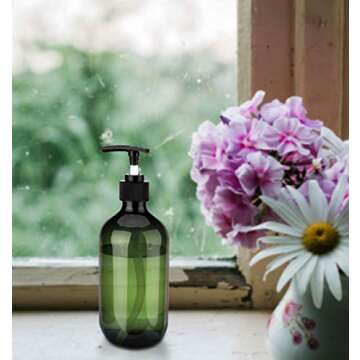 Yebeauty Empty Pump Bottle, 4 Pack 17oz Plastic Lotion Bottle Pump Dispenser Large Bottle for Shampoo Soap, Green