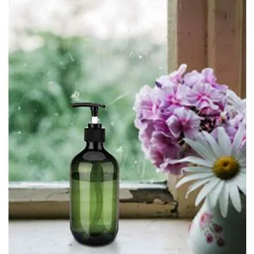 Yebeauty Empty Pump Bottle, 4 Pack 17oz Plastic Lotion Bottle Pump Dispenser Large Bottle for Shampoo Soap, Green