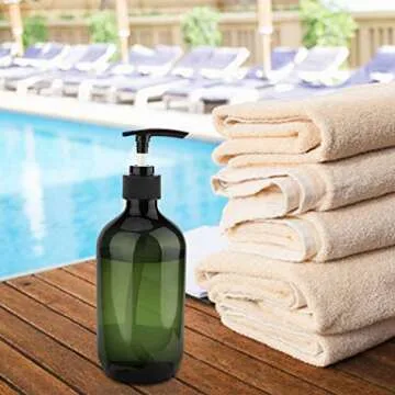 Yebeauty Empty Pump Bottle, 4 Pack 17oz Plastic Lotion Bottle Pump Dispenser Large Bottle for Shampoo Soap, Green