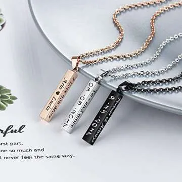 Custom Engraved Stainless Steel Pendant Necklace for Gifts
