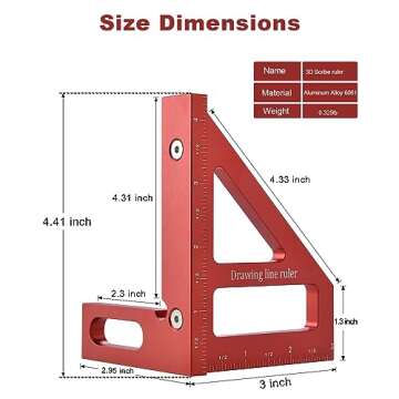 BOXmime Imperial 3D Multi-Angle Measuring Ruler for Precision Woodworking