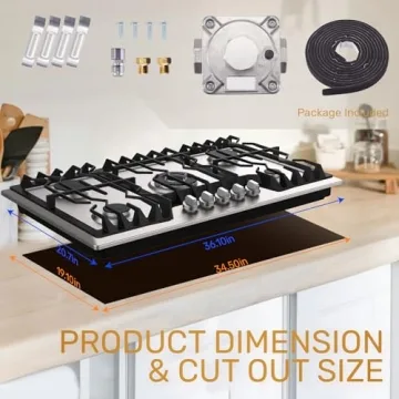 TOPWISH 36" Built-in Gas Cooktop with 5 Burners