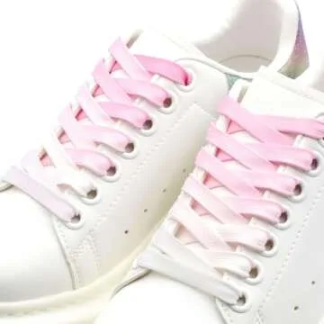 DANHUA Colorful Flat Shoe Laces: 2 Pair 39Inch Gradient Pink Printed Shoelaces for Sneakers