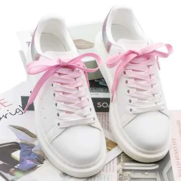 DANHUA Colorful Flat Shoe Laces: 2 Pair 39Inch Gradient Pink Printed Shoelaces for Sneakers