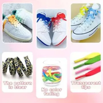 DANHUA Colorful Flat Shoe Laces: 2 Pair 39Inch Gradient Pink Printed Shoelaces for Sneakers