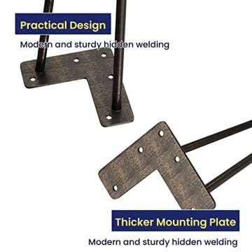 SMARTSTANDARD 16 Inch Heavy Duty Hairpin Furniture Legs, Metal Home DIY Projects for TV Stand, Sofa, Cabinet, etc with Rubber Floor Protectors Bronze 4PCS