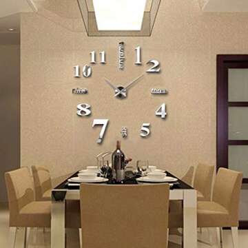 FASHION in THE CITY Large 3D DIY Wall Clock Frameless Mirror Surface Big Wall Clock Home Decoration ...