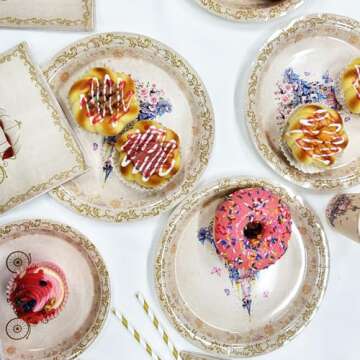 AIBIIN 112 PCS Princess Birthday Party Tableware Set