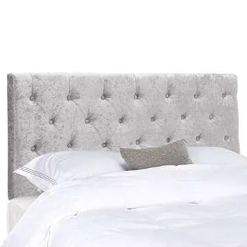 Awonde Upholstered Headboard Queen Velvet Headboard Adjustable Height Botton Tufted Headboard Panel Light Grey