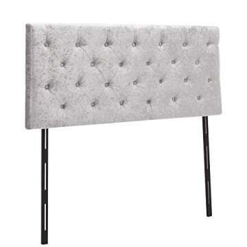Awonde Upholstered Headboard Queen Velvet Headboard Adjustable Height Botton Tufted Headboard Panel Light Grey