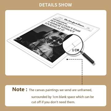 GAINOW Vintage Funky The New York Times Newspaper Canvas Wall Art Trendy Black White Disco Cocktail Prints for Room Aesthetic Posters Hot Girl with Disco Ball Cool Funny Quotes 16x24in Unframed