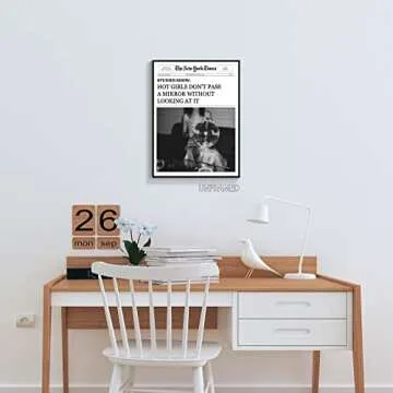 GAINOW Vintage Funky The New York Times Newspaper Canvas Wall Art Trendy Black White Disco Cocktail Prints for Room Aesthetic Posters Hot Girl with Disco Ball Cool Funny Quotes 16x24in Unframed