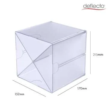 deflecto Stackable Cube Organizer, X Divider, 4 Compartments, Plastic, 6 x 7.2 x 6, Clear