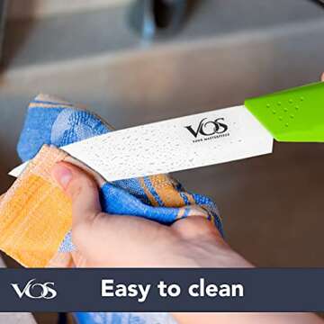 Vos Ceramic Paring Knife - Ceramic Knife 4 Inch Zirconia Blade With Sheath Cover - Handle Fruit and Vegetables Kitchen Knife (Green)