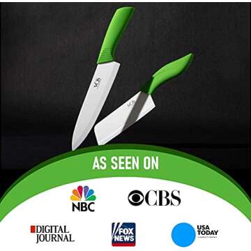 Vos Ceramic Paring Knife - Ceramic Knife 4 Inch Zirconia Blade With Sheath Cover - Handle Fruit and Vegetables Kitchen Knife (Green)