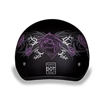 Daytona HELMETS Motorcycle Half Helmet Skull Cap- Purple Rose 100% DOT Approved