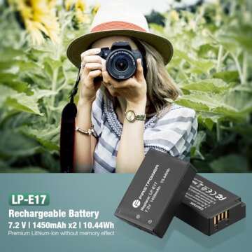 FirstPower 2-Pack LP-E17 Battery and Dual USB Charger Compatible with Canon EOS RP, Rebel T6i, T7i, ...