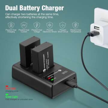 FirstPower 2-Pack LP-E17 Battery and Dual USB Charger Compatible with Canon EOS RP, Rebel T6i, T7i, T8i, T6s, SL2, SL3, M3, M5, M6, 200D, 77D, 750D, 760D, 800D, 8000D Digital SLR Camera