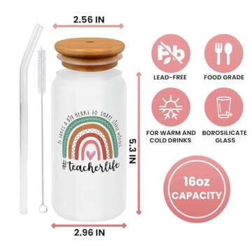 DUNKMATE Teacher Appreciation Gifts - Teacher Gifts for Women - Teachers Appreciation Week, Back To School, Birthday Gift - Thank You Gift Ideas for Teachers Women Daycare - 16 Oz Frosted Can Glass