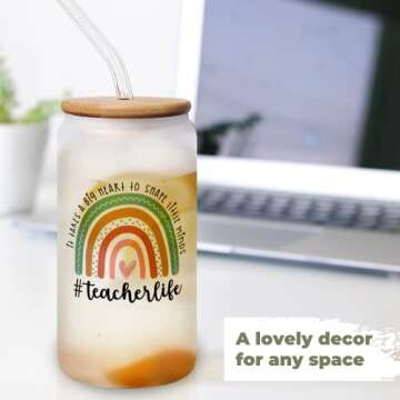 DUNKMATE Teacher Appreciation Gifts - Teacher Gifts for Women - Teachers Appreciation Week, Back To School, Birthday Gift - Thank You Gift Ideas for Teachers Women Daycare - 16 Oz Frosted Can Glass
