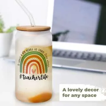 DUNKMATE Teacher Appreciation Gifts - Teacher Gifts for Women - Teachers Appreciation Week, Back To School, Birthday Gift - Thank You Gift Ideas for Teachers Women Daycare - 16 Oz Frosted Can Glass