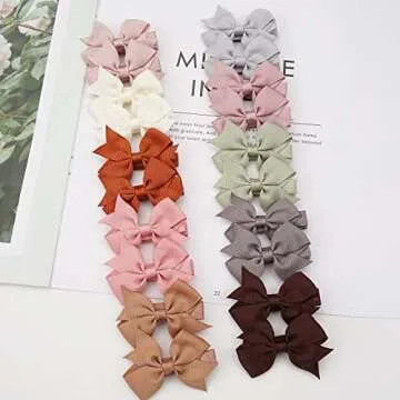 CÉLLOT Hair Clips for Baby Girls - 60 Tiny 2" Fully Covered Bows Barrettes for Infants and Toddlers