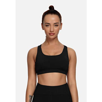 QUEENIEKE Women's Medium Support Strappy Sport Bra Black