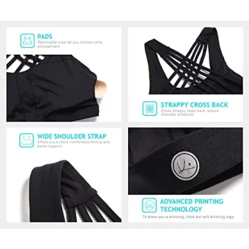 QUEENIEKE Women's Medium Support Strappy Sport Bra Black