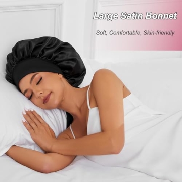 Satin Silk Bonnet for Sleeping Jumbo Black Hair Bonnet