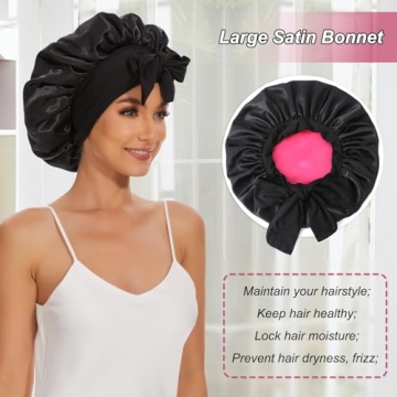 Satin Silk Bonnet for Sleeping Jumbo Black Hair Bonnet