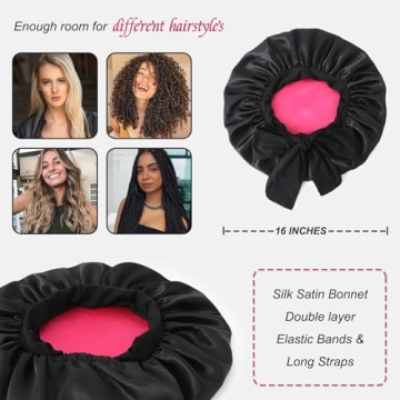 Satin Silk Bonnet for Sleeping Jumbo Black Hair Bonnet