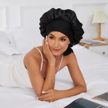 Satin Silk Bonnet for Sleeping Jumbo Black Hair Bonnet