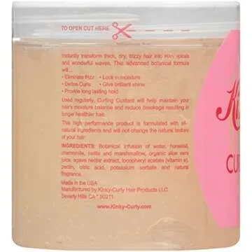 U/S/Kinky Curly Curl Custard Gel 8oz - Definition Enhancing, Frizz-Fighting Formula for Textured Cur...