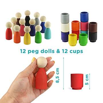 Ulanik Large Peg Dolls for Learning Colors and Sorting
